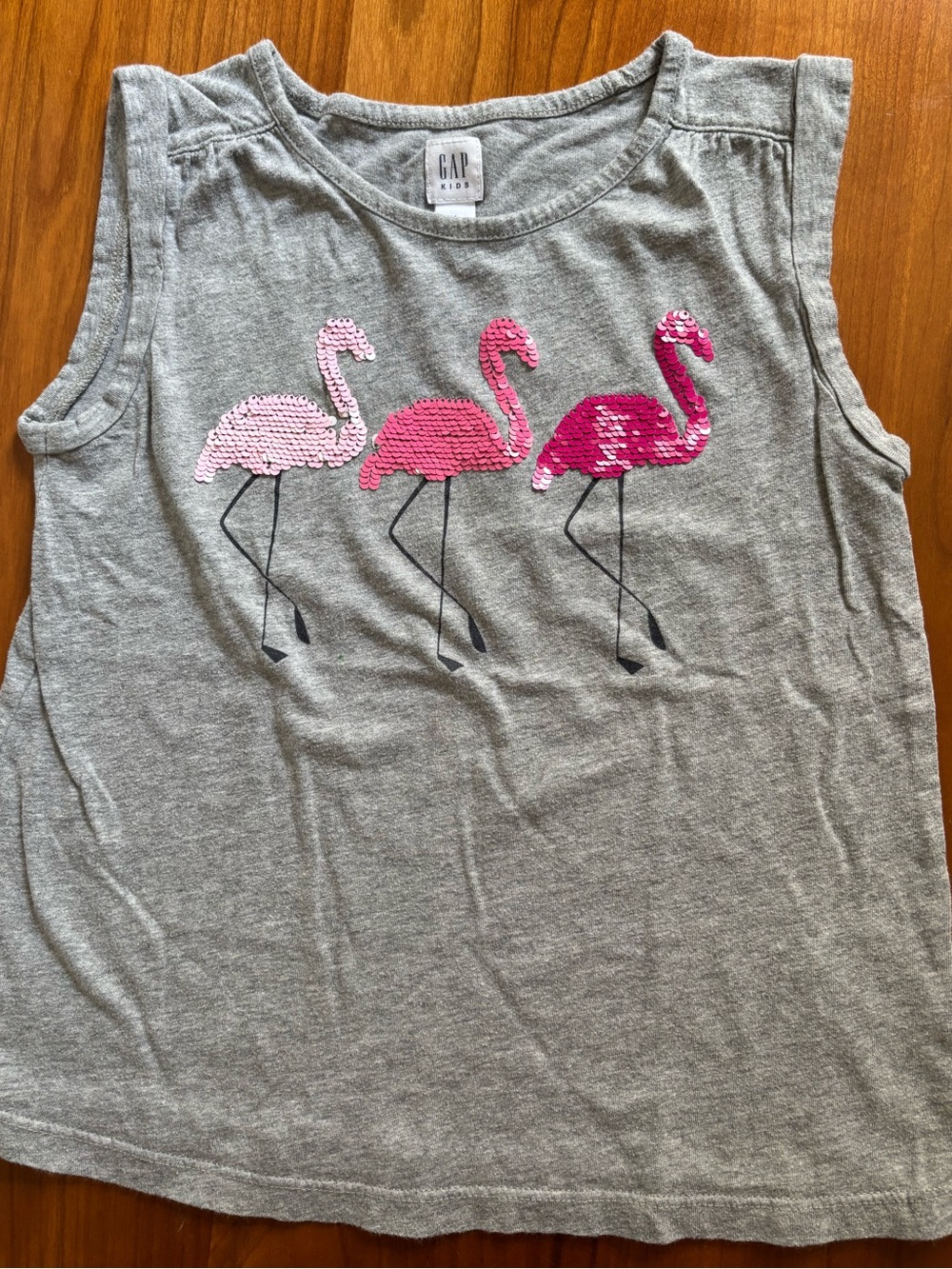 GAP Girls Tank with Pink Sequin Flamingos Size M